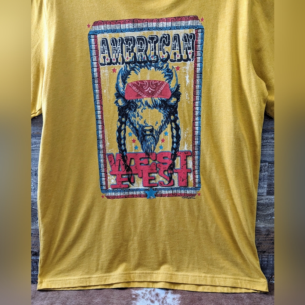 Bella Canvas Mustard Yellow American West Logo Tee - Picture 6 of 14